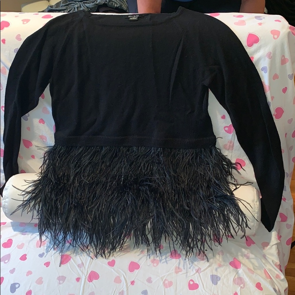 Black ostrich feathered Sweater